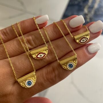 925 Ayar Gümüş İthal Mineli Göz Kolye Nivra