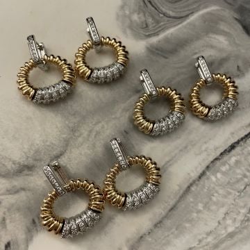 İki Renkli Taşlı İtalyan Halka Küpe Mona