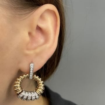 İki Renkli Taşlı İtalyan Halka Küpe Mona