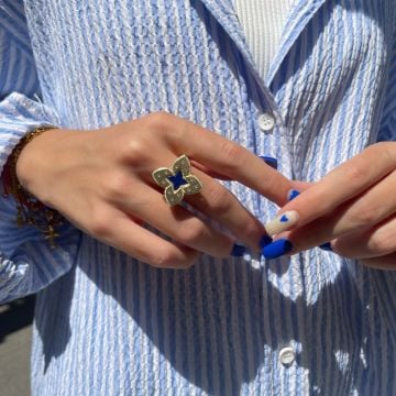 925 Ayar Gümüş Yonca Model Yüzük Nadia