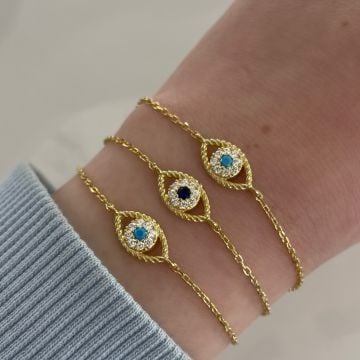 925 Ayar Gümüş Doğal Taşlı Göz Bileklik Jaziel