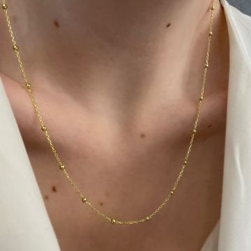 925 Ayar Gümüş Top Detaylı Zincir Bisho