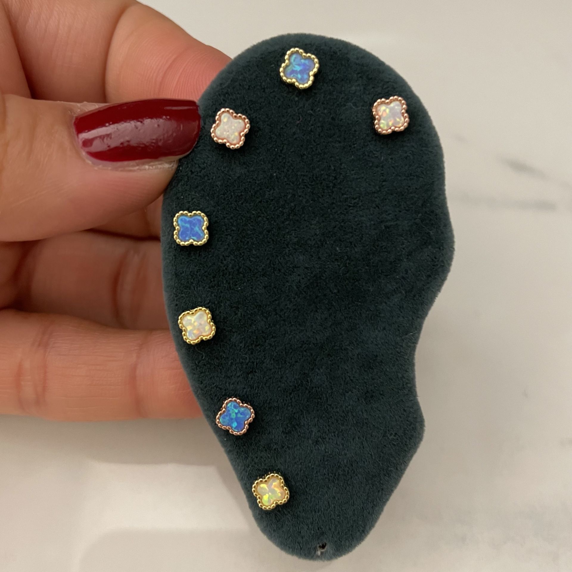 925 Ayar Gümüş Opal Taşlı Piercing Yilda