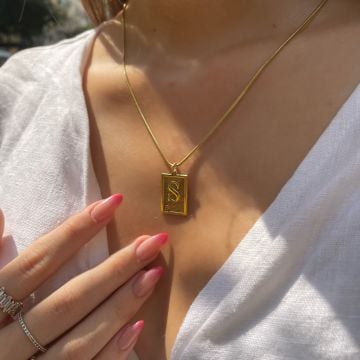 925 Ayar Gümüş İki Harflı Plaka Kolye Ucu Lena