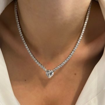 925 Ayar Gümüş Su Yolu Kolye Charlotte Kalp