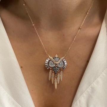 925 Ayar Gümüş Kuşlu Kolye Owl