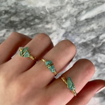 Turkuaz Taşlı El Yapımı Yüzük Remy