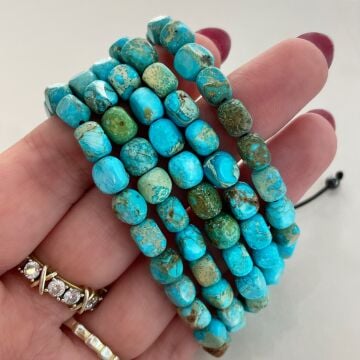 925 Ayar Gümüş Tambur Kesimli Firuze Bileklik Fiolo