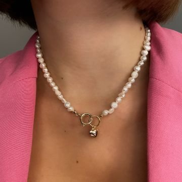 İthal Barok İnci Kalp Kolye Sadem