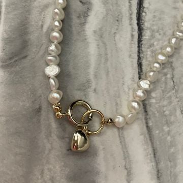 İthal Barok İnci Kalp Kolye Sadem