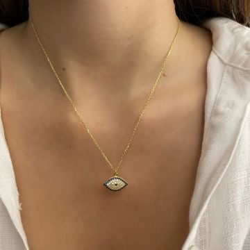 925 Ayar Gümüş Zirkon Taşlı Nazar Göz Kolye Naomi