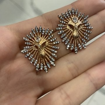 925 Ayar Gümüş Küpe Lion