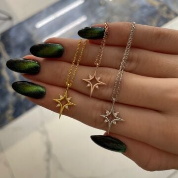 925 Ayar Gümüş Taşlı Kutup Yıldızı Kolye Linda