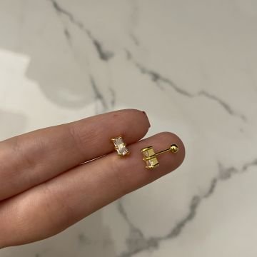 925 Ayar Gümüş Baget Taşlı Piercing