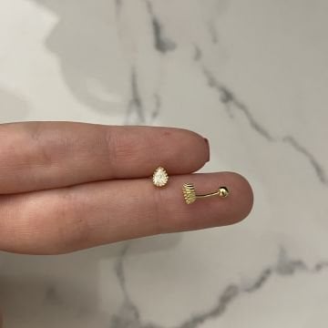 925 Ayar Gümüş Taşlı Piercing