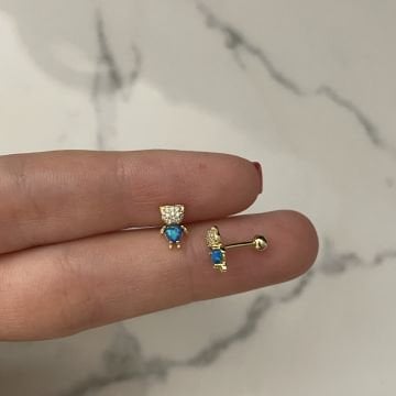 925 Ayar Gümüş Opal Taşlı Piercing