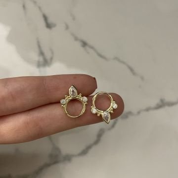925 Ayar Gümüş Damla Taşlı Halka Piercing