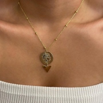 925 Ayar Gümüş Medusa Madalyon Kolye Amber