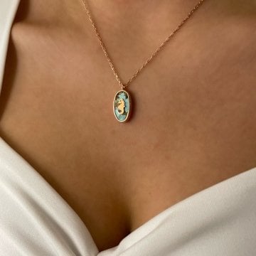925 Ayar Gümüş İran Firuzesi Denizatı Kolye Veronica