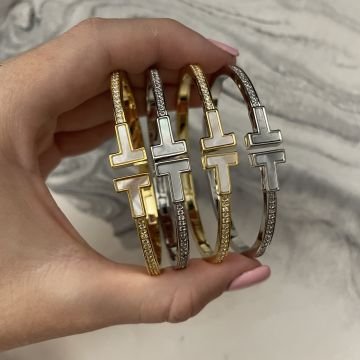 İthal Sedef Taşlı Tasarım Kelepçe Bileklik Aisha