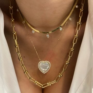 925 Ayar Gümüş Ezme Zincir Kolye Kendall