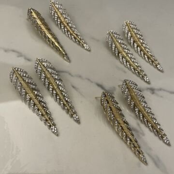 İthal İki Renkli Taşlı Balık Sırtı Model Küpe