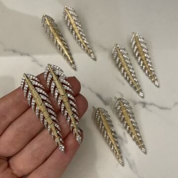 İthal İki Renkli Taşlı Balık Sırtı Model Küpe