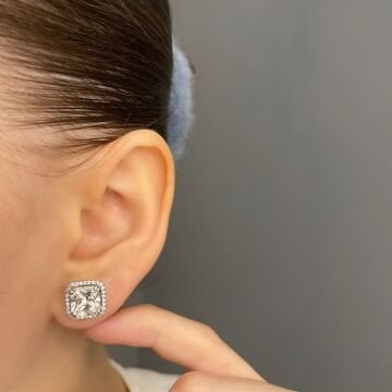 925 Ayar Gümüş Mozanite Baget Küpe Stell