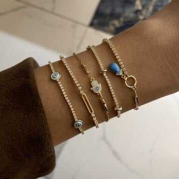 İthal Turkuaz Taşlı Su Yolu Bileklikler