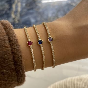 925 Ayar Gümüş Kalpli Suyolu Bileklik Lexie