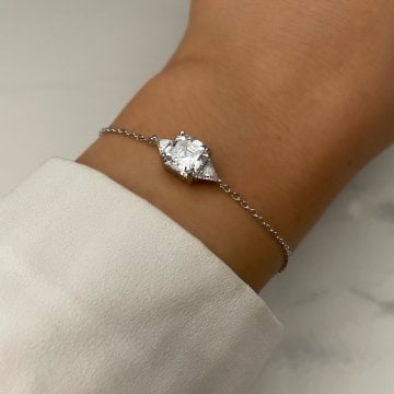 925 Ayar Gümüş Swarovski Taşlı Zincir Bileklik Orsen