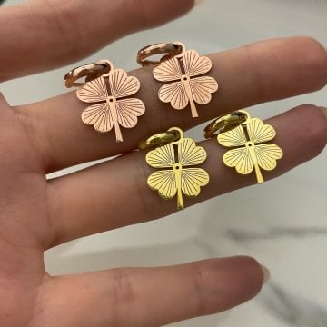 925 Ayar Gümüş Yonca Küpe Şanslı Yoncam