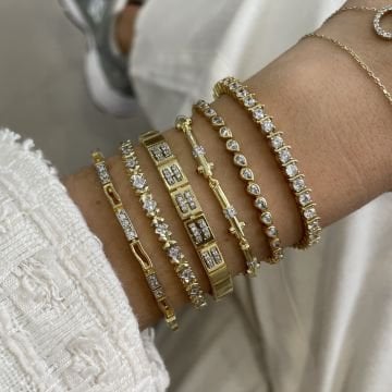 925 Ayar Gümüş İthal Damla Taşlı Tasarım Bileklik Elia