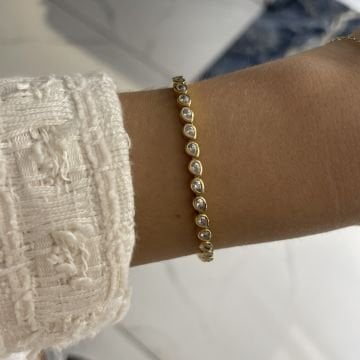 925 Ayar Gümüş İthal Damla Taşlı Tasarım Bileklik Elia