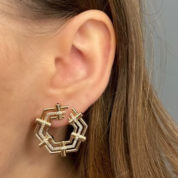 İthal Baget Taşlı Tasarım Küpe Jelita