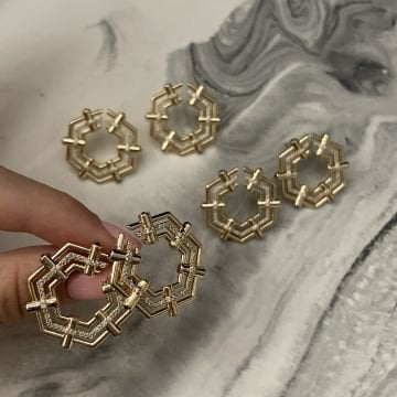 İthal Baget Taşlı Tasarım Küpe Jelita