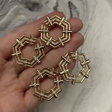 İthal Baget Taşlı Tasarım Küpe Jelita