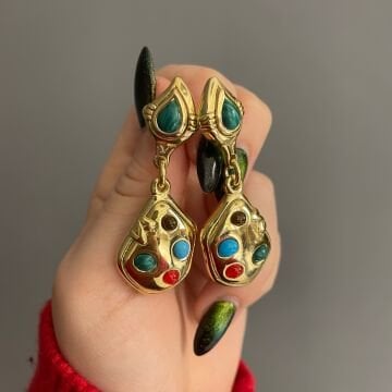 925 Ayar Gümüş Doğaltaş Tasarım Küpe Juna
