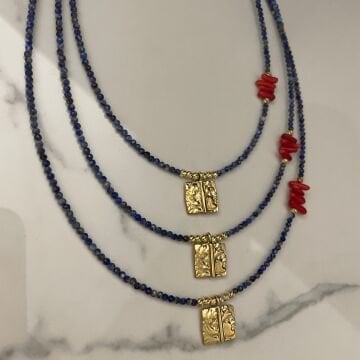 925 Ayar Gümüş Lapis Lazuli Otantik Kolye