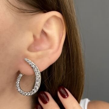 İthal Taşlı Tasarım Küpe