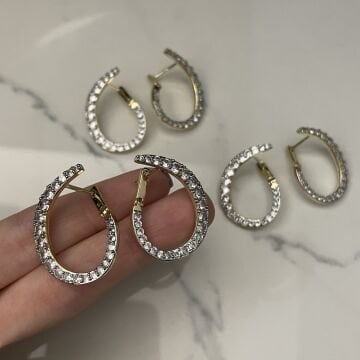 İthal Taşlı Tasarım Küpe