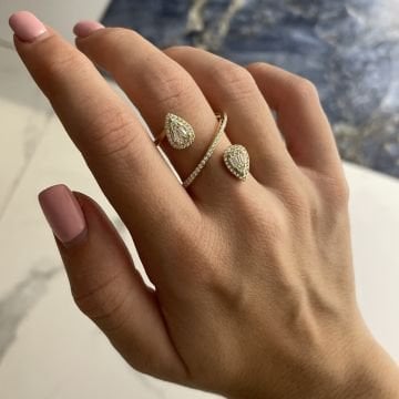 925 Ayar Gümüş İthal Damla Taş Detaylı Tasarım Yüzük Jarline