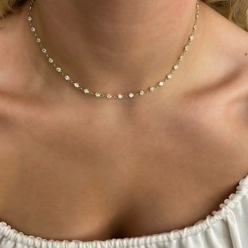 925 Ayar Gümüş Zirkon Taşlı Choker Kolye Merik