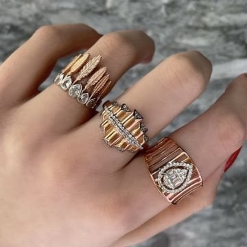 925 Ayar Gümüş Damla Taşlı Pırlanta Modeli Yüzük Amelya