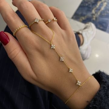 925 Ayar Gümüş İthal Taşlı Çiçek Model Şahmeran Jolie