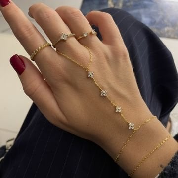 925 Ayar Gümüş İthal Taşlı Çiçek Model Şahmeran Jolie