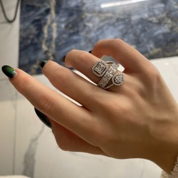 925 Ayar Gümüş Damla ve Baget Taşlı Tasarım Yüzük Kelsey