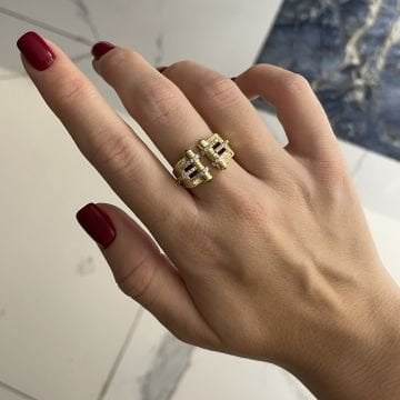 925 Ayar Gümüş İthal Taşlı Tasarım Yüzük