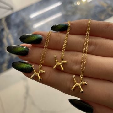 925 Ayar Gümüş Taş Detaylı Dog Kolye Mini Dog