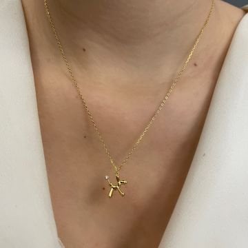 925 Ayar Gümüş Taş Detaylı Dog Kolye Mini Dog